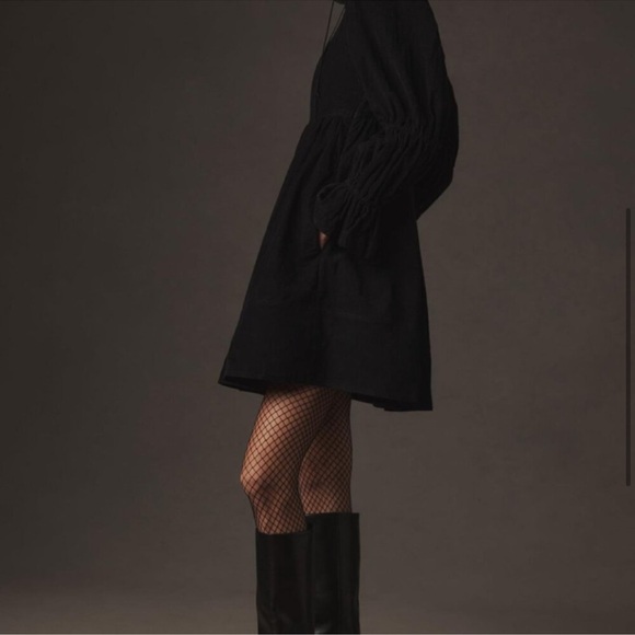 NWT Anthropologie Pilcro Corduroy Cottage Core Babydoll Mini Dress in Black, XS - Picture 4 of 4